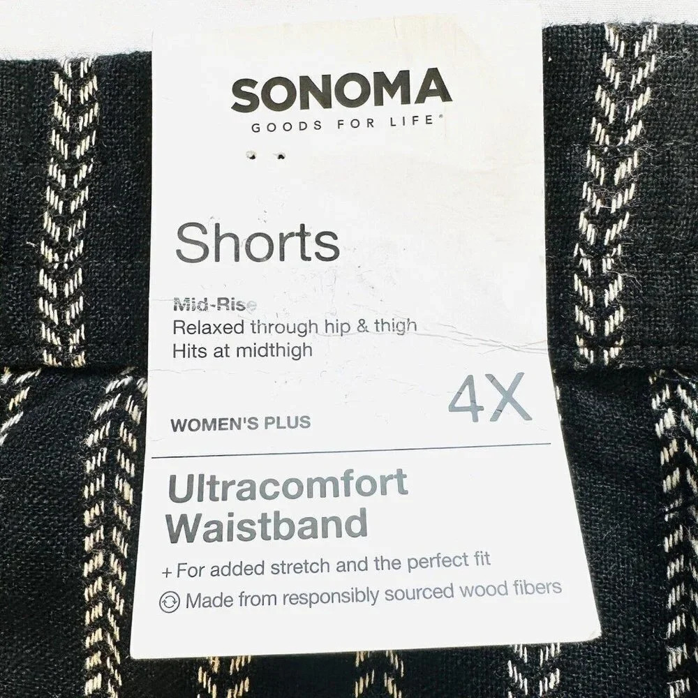 NWT SONOMA Women High Rise Pockets Ultra Waistband Striped Shorts Plus Size 4X - Picture 4 of 5